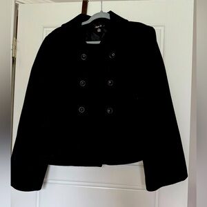 Women's Double-Breasted Black Peacoat Jacket